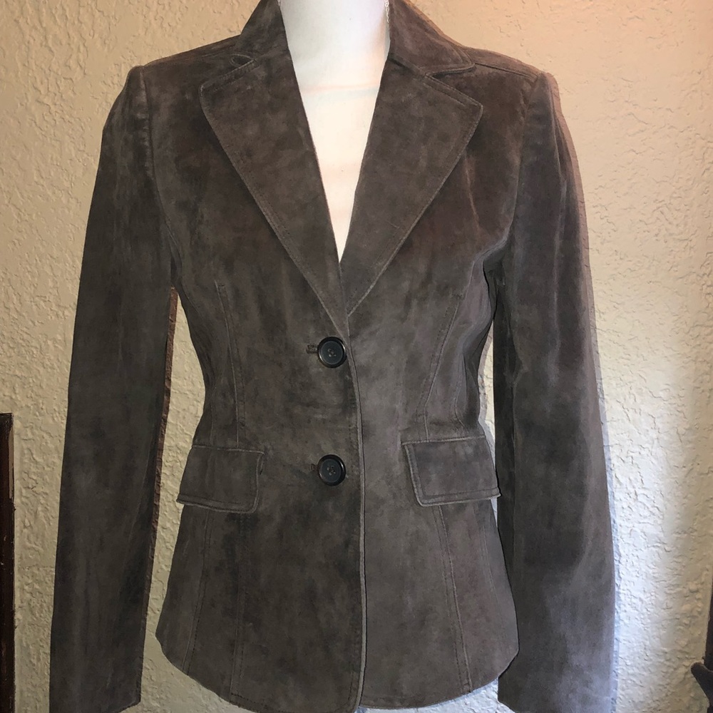 NWOT Ann Taylor Chocolate Brown Suede Blazer - 4